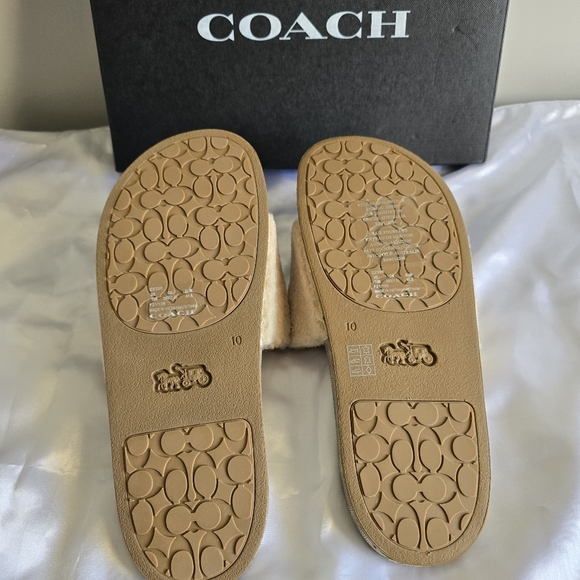 Coach Ulla Sherling Slides Casual Slip On Ivory Ladies sz 10 - Picture 7 of 13